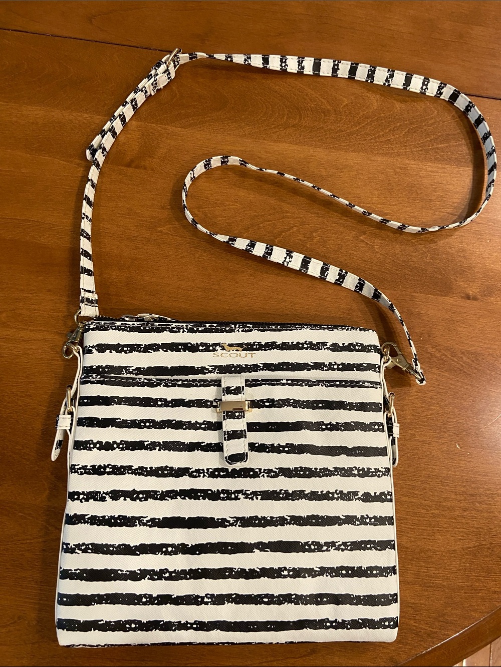 SCOUT Black & White Striped Crossbody Purse